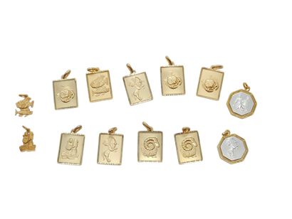 SET OF NINE gilded metal 