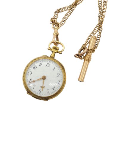 MONTRE de col en or jaune 750° accompagnée...