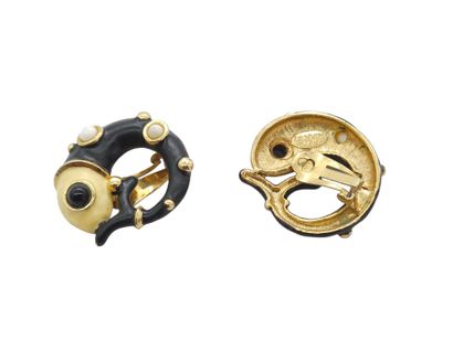 LANVIN 
Pair of fish motif ear clips in black...