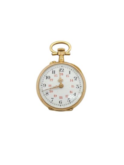 MONTRE de col en or jaune 750°, cadran blanc...