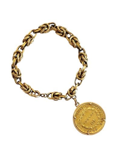 Bracelet en or jaune 750° maille fantaisie...