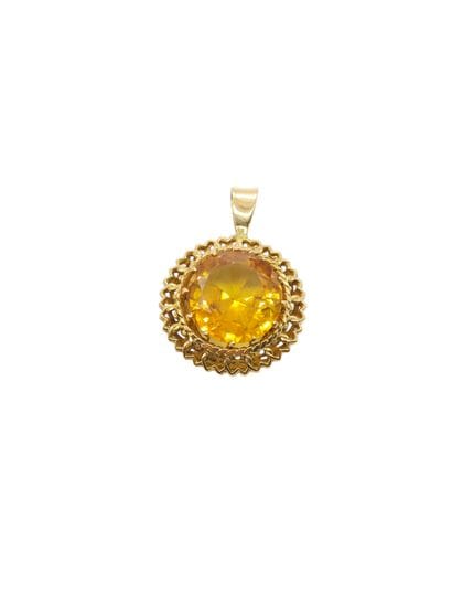PENDENTIF en or jaune 750° ornée d'une citrine...