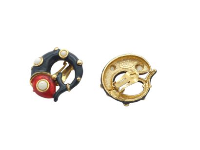 LANVIN 
Pair of fish motif ear clips in black...