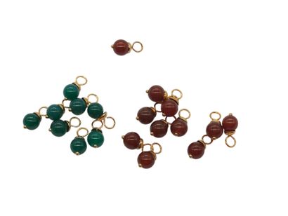 SET OF TEN PAMPILLES adorned with green and...