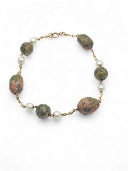 FRENCH WORK 
LOT of two bracelets adorned...