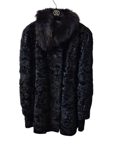 Brown mink coat
With 
An Astrakhan coat