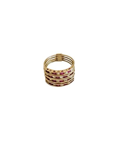 BAGUE en or jaune 750° à quatre anneaux mobiles...