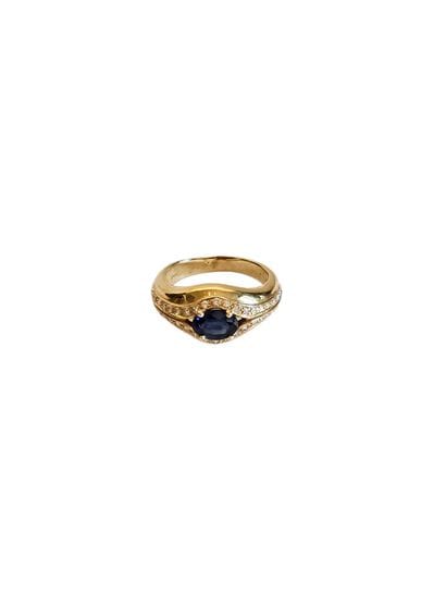 BAGUE en or jaune 750° ornée d'un saphir...