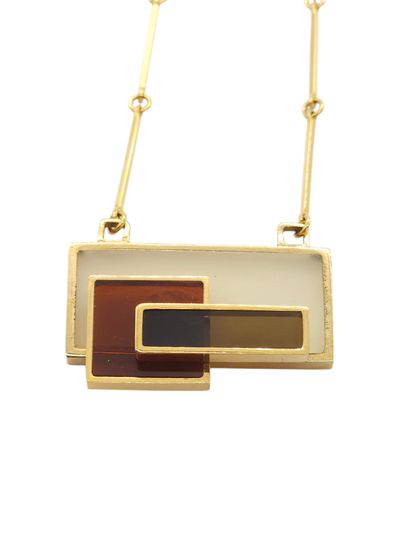 modernist NECKLACE in gilded metal and superimposed...