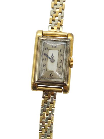 Lady's wristwatch, rectangular gilt metal...