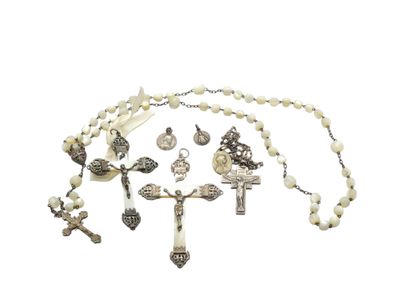 LOT of two crosses in mother-of-pearl and...