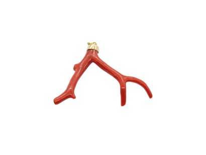 PENDENTIF branche de corail rouge, la bélière...