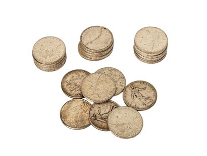 ENSEMBLE DE VINGT-SIX PIECES de cinq francs...
