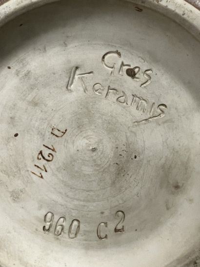 KERAMIS 
Lampe de forme ovoïde en grès emaillé...