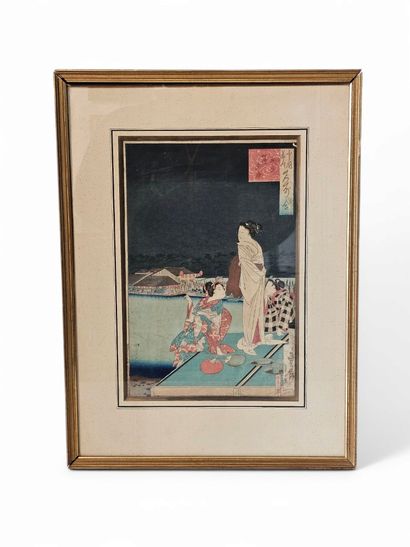 JAPON 
Deux estampes en couleur représentant...