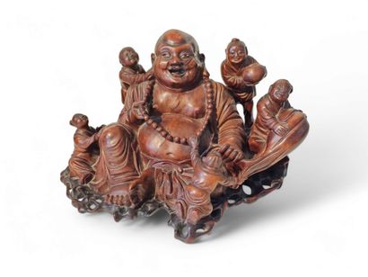 BUDAI assis entouré de cinq enfants | Chine,...