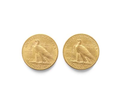 DEUX PIECES de dix dollars de 1932, tête...