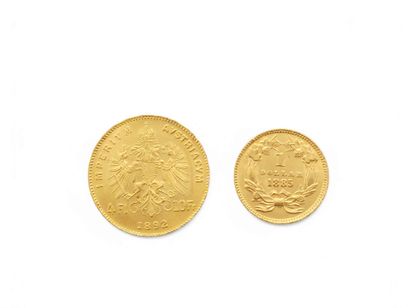 PIECE de 4 florins en or jaune 1892 (Refrappe)
Poids...