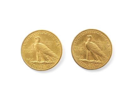 DEUX PIECES de dix dollars de 1911, tête...