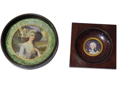 Two miniatures depicting 
A man and a woman...