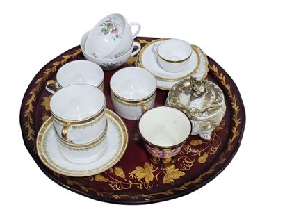 Set of porcelain cups and saucers
Small covered...