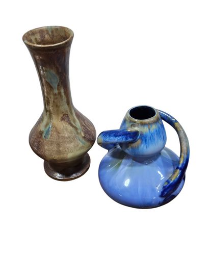 Set of five vases in varnished stoneware...