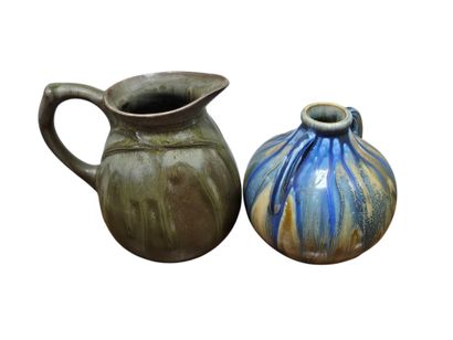 Set of five vases in varnished stoneware...