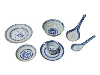 Asian work 
Part of a white and blue porcelain...