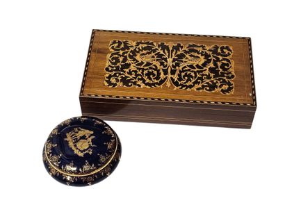Rectangular wooden cigarette box with three...