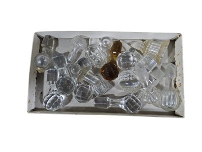 Set of glass and crystal decanter stoppe...