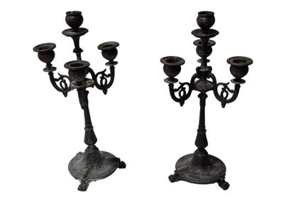 French work Xxth century
Pair of tripod candelabra...