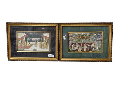 Iranian work Xxth century
Palace scene 
Pair...