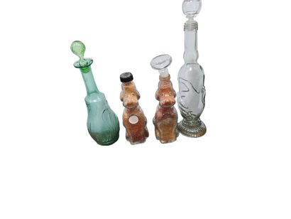Set of seven glass bottles and a set of ...