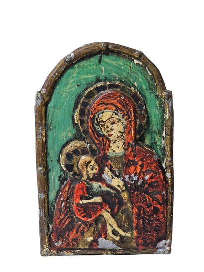 Madonna and child
Painted metal plate