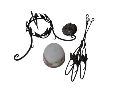 MULLER FRERES 
Hanging lamp in wrought iron,...