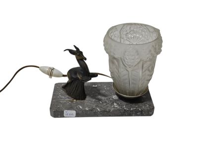 1930s frosted glass nightlight with antelope...