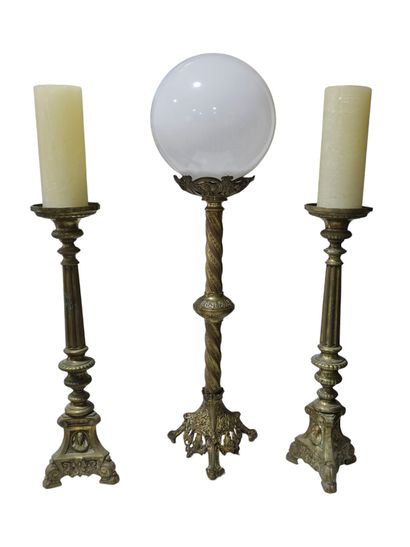 Pair of brass candle picks 
One joint 
An...