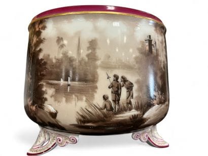 PAIR OF tripod porcelain CACHE POTS from...