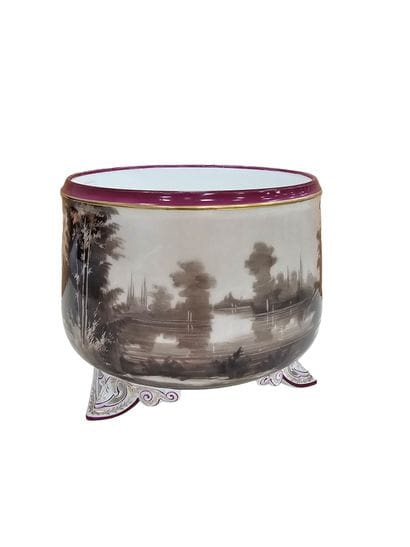 PAIR OF tripod porcelain CACHE POTS from...