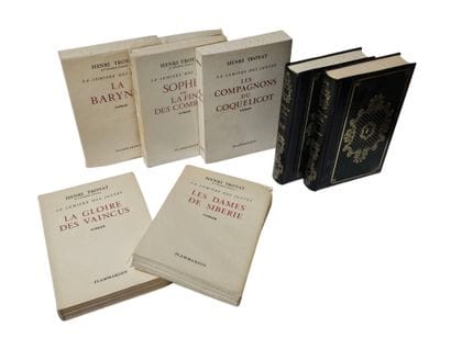 Set of five HENRI TROYAT books, on vellum,...