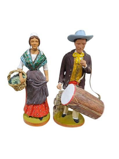 Fouque 
Pair of large santons in painted...