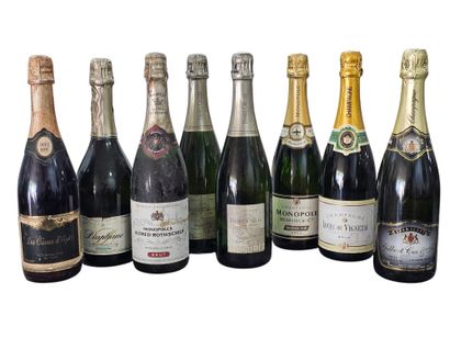 Set of eight bottles of champagne as is