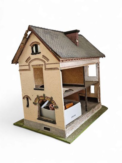 20th century work Painted plywood dollhouse...