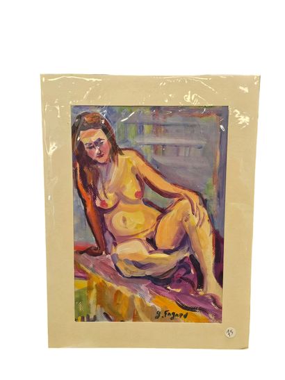 FAGARD
Seated nude woman
Oil on paper
Signed...