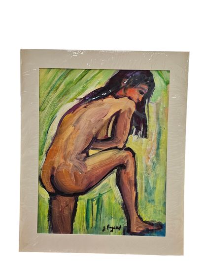 Fagard
La pose de dos 
Oil on paper 
Signed...