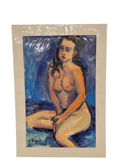 FAGARD
Nude on a blue background
Oil on paper...