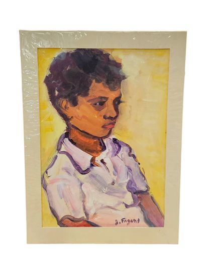 FAGARD
Young African man
Oil on paper 
Signed...