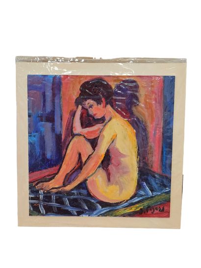 FAGARD
Grouped pose
Oil on cardboard 
Signed...