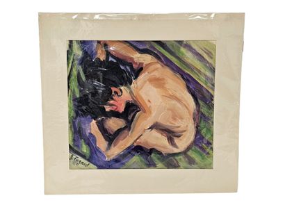 FAGARD
Recroquevillé nude
Oil on paper 
Signed...