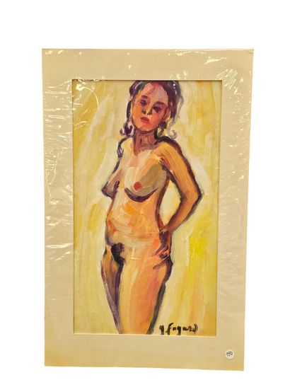 FAGARD
Profile pose
Oil on paper 
Signed...